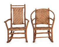 A Pair of Rustic Bentwood Rocking Chairs