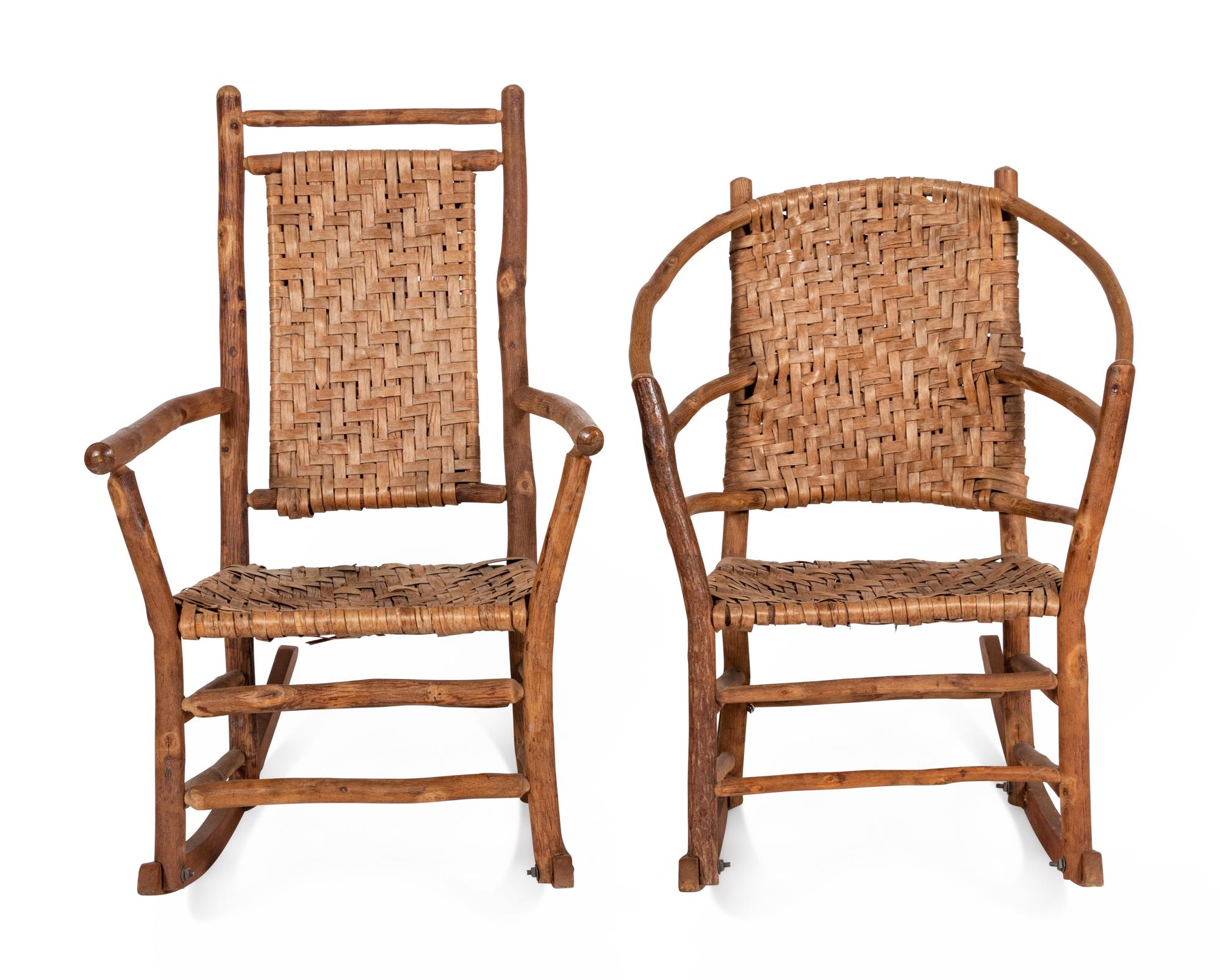 A Pair of Rustic Bentwood Rocking Chairs