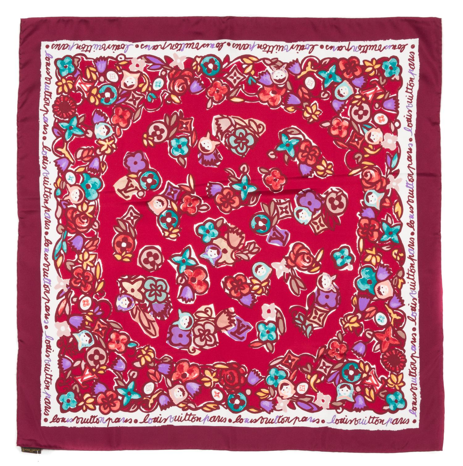 A Louis Vuitton Multicolor Silk Scarf, 34" x 34".