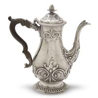 George III sterling silver coffee pot with Meade family coat-of-arms Daniel Smith and Robert Sharpe, London, 1759