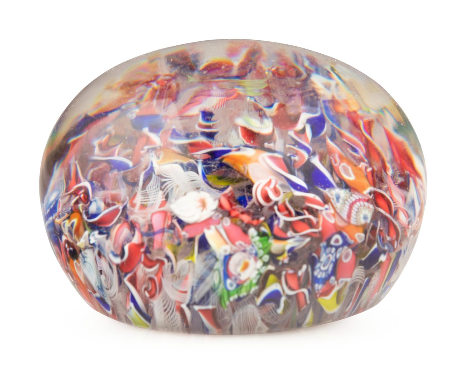 An End-of-Day Scrambled Cane Glass Paperweight