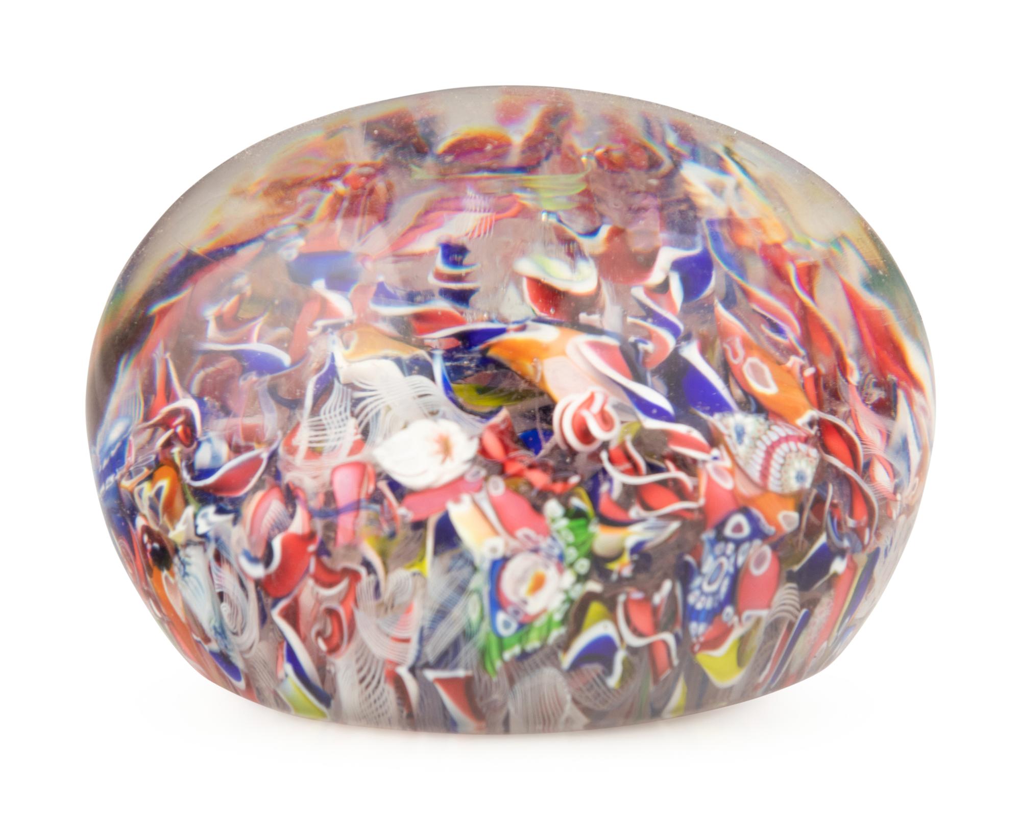 An End-of-Day Scrambled Cane Glass Paperweight