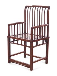 A Set of Six Chinese Hardwood Spindle-Back Armchairs, Shubeiyi or Meiguiyi