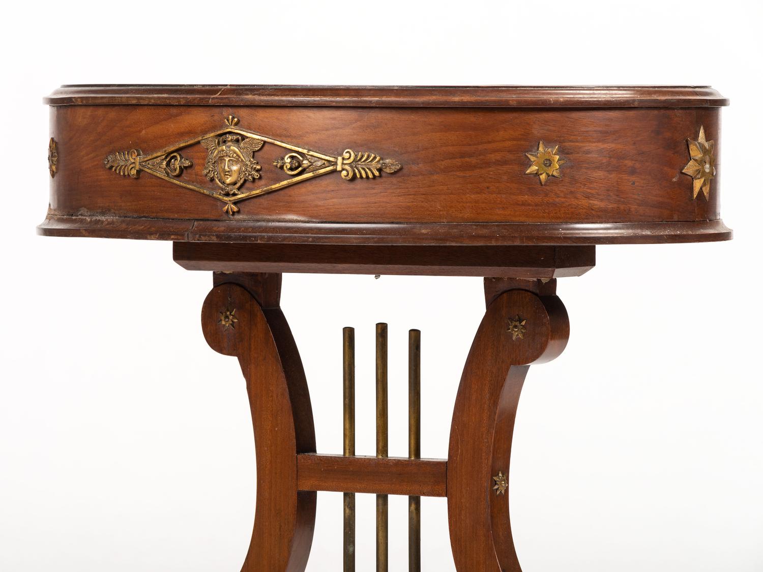 An Empire-Style Mahogany Lyre-Base Plant Stand