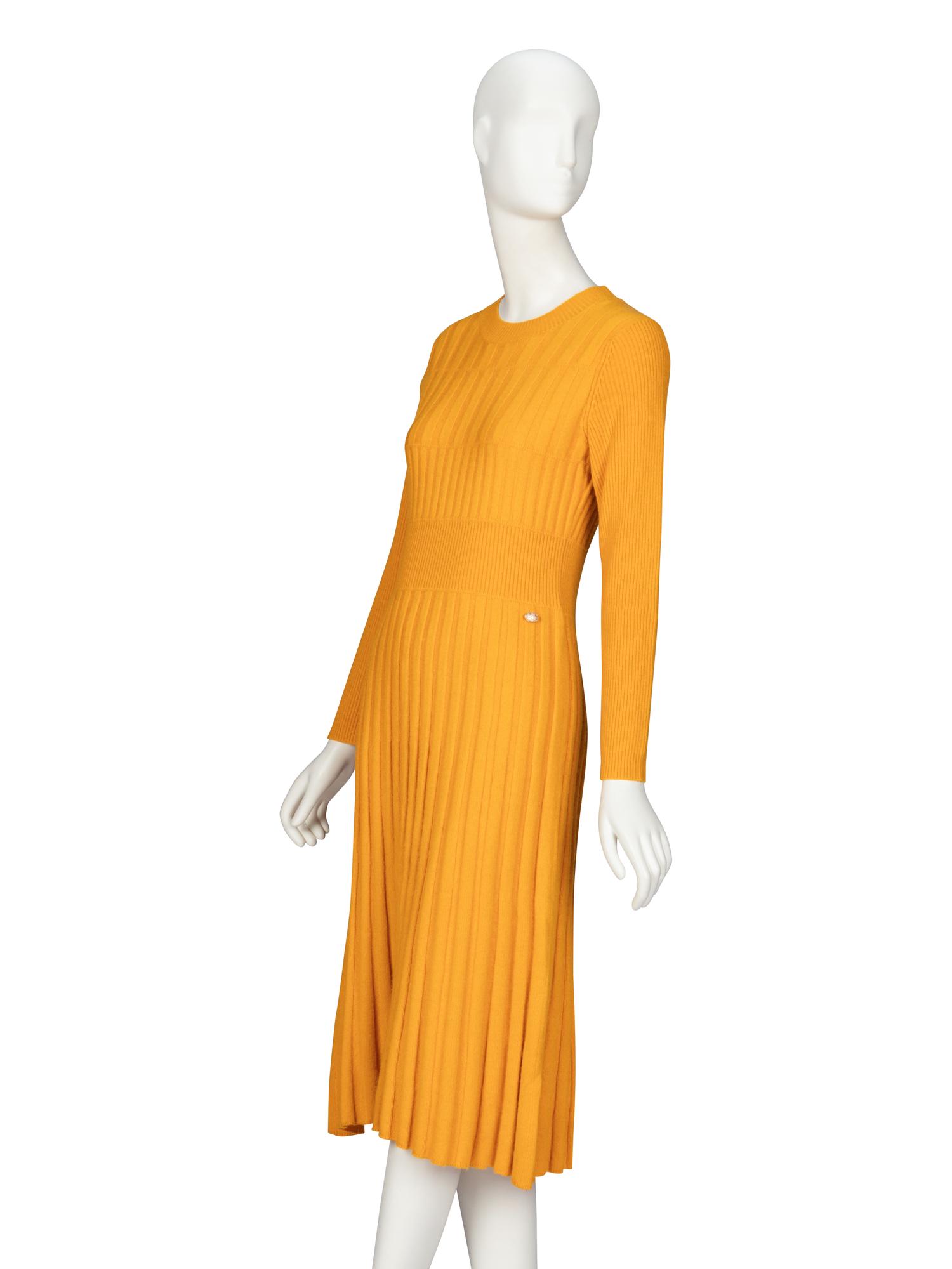 Chanel, Saffron Wool Knit Dress