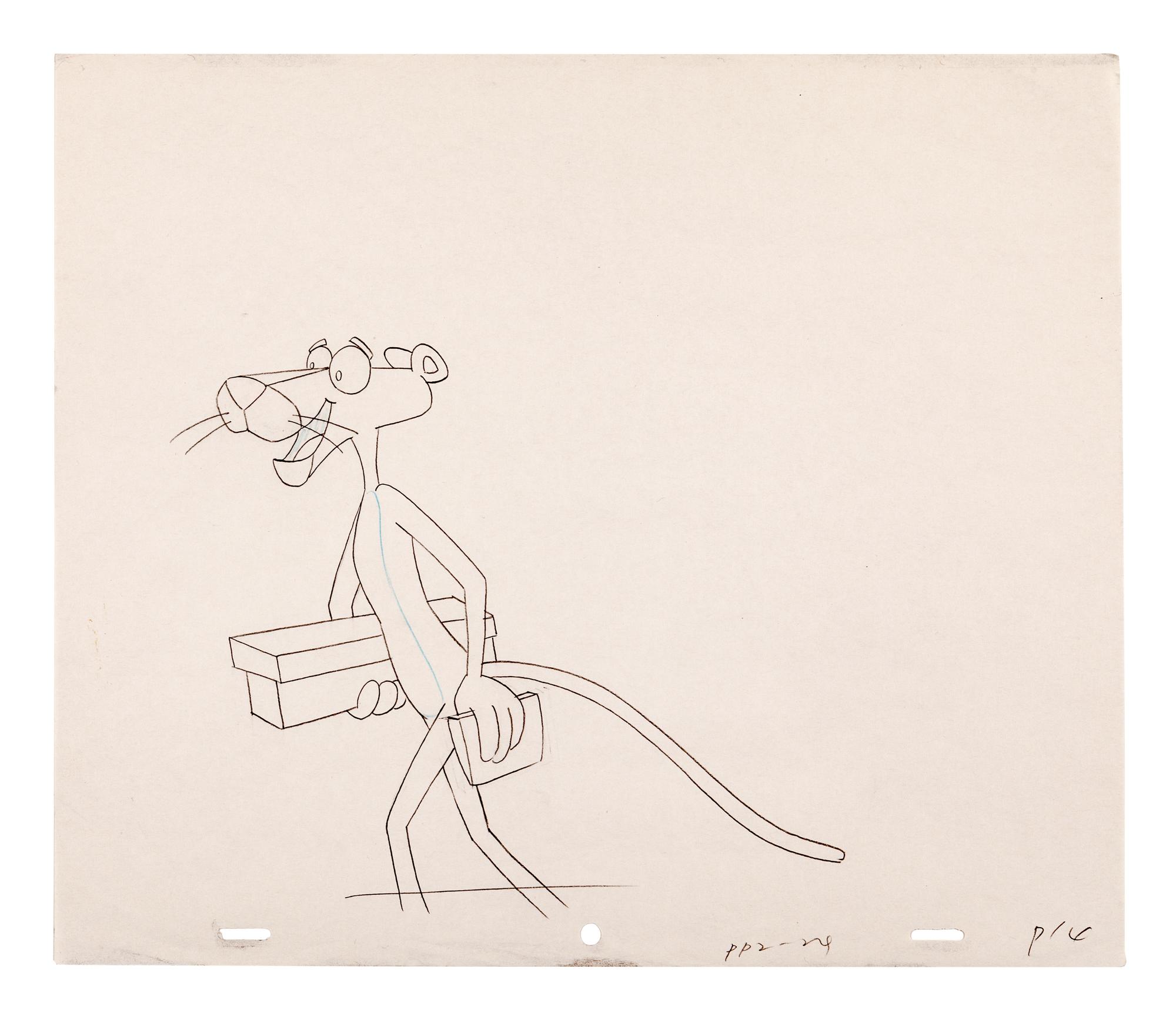 Pink Panther. Pink Panther with a box, ca 1990s.