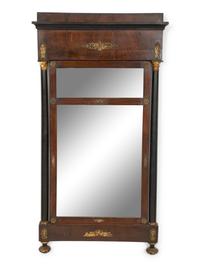 An Empire Gilt Metal Mounted Mahogany Mirro r