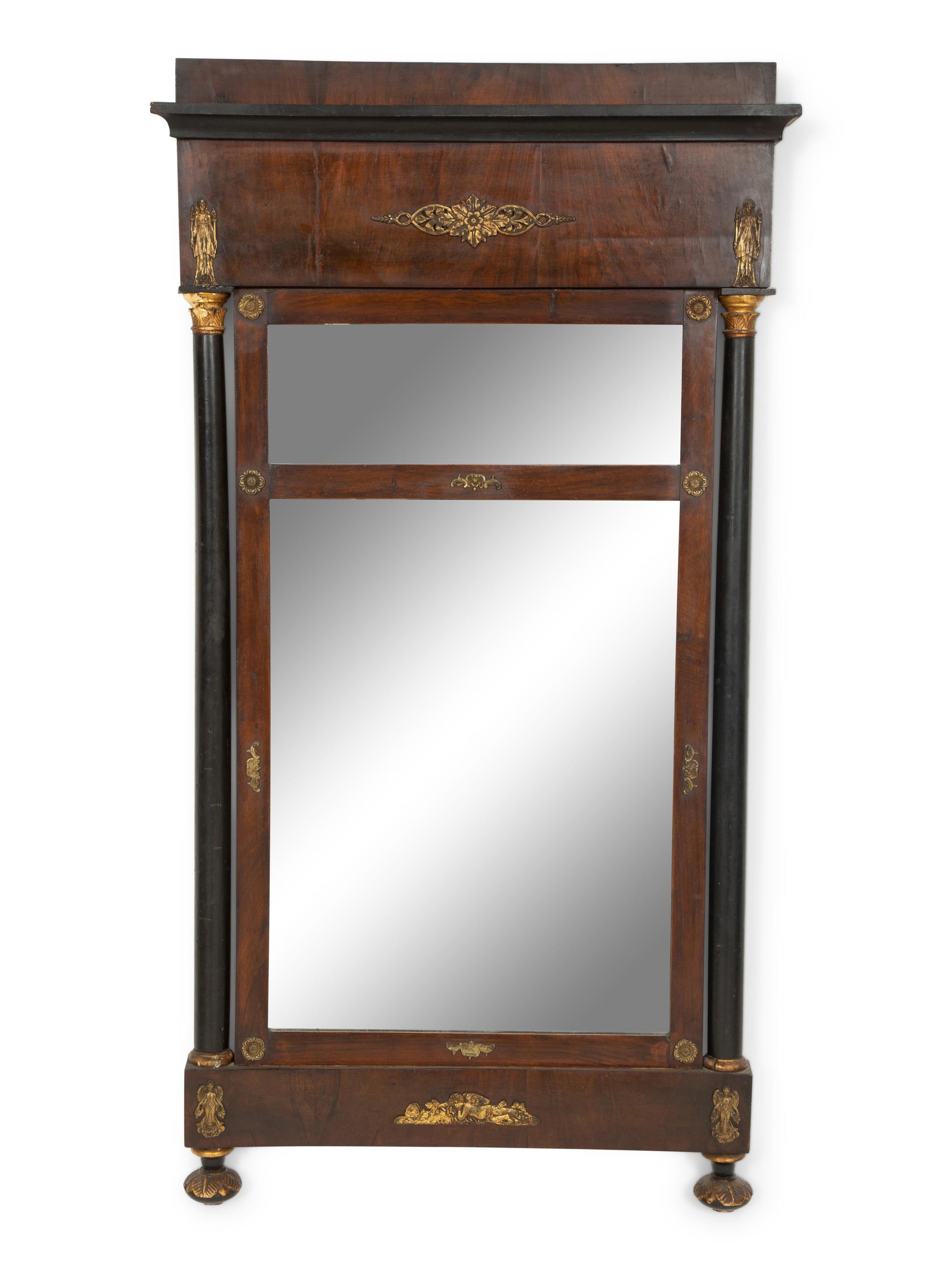 An Empire Gilt Metal Mounted Mahogany Mirro r