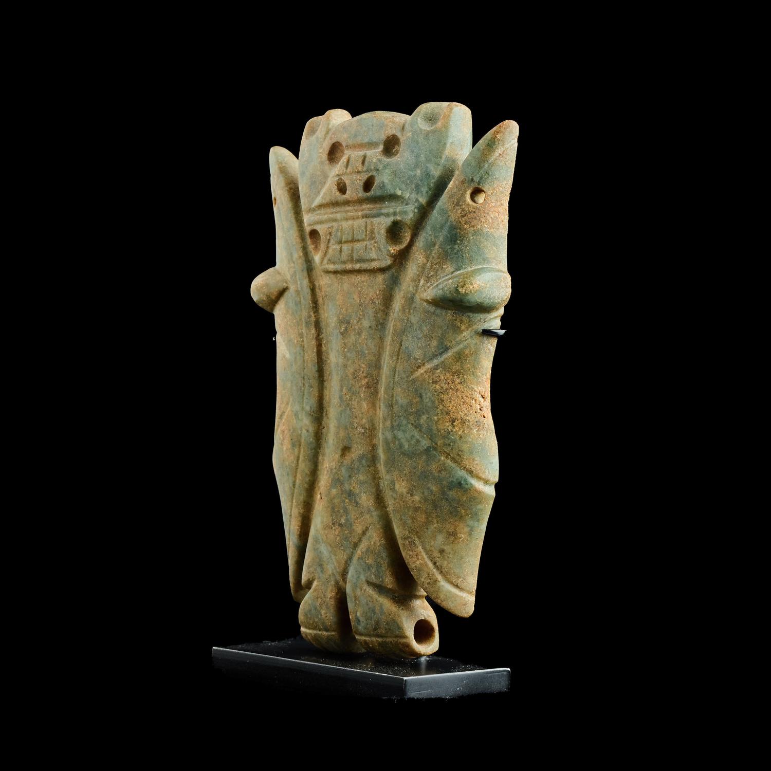 A Costa Rican Jade Bat Figure