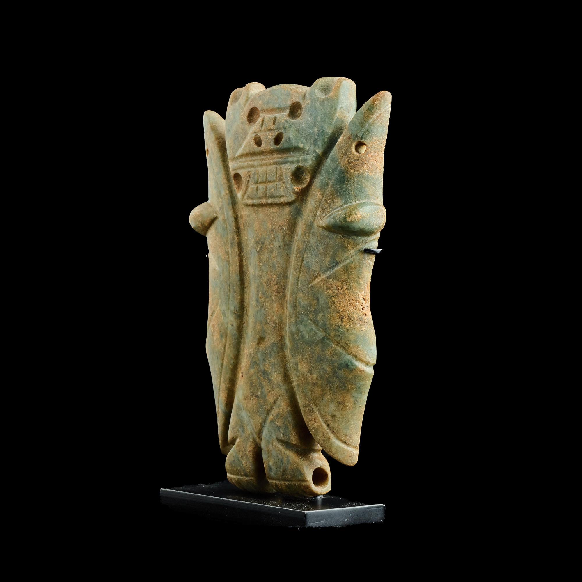 A Costa Rican Jade Bat Figure