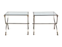 A Pair of Steel and Brass Side Tables in the Style of Maison Jansen
