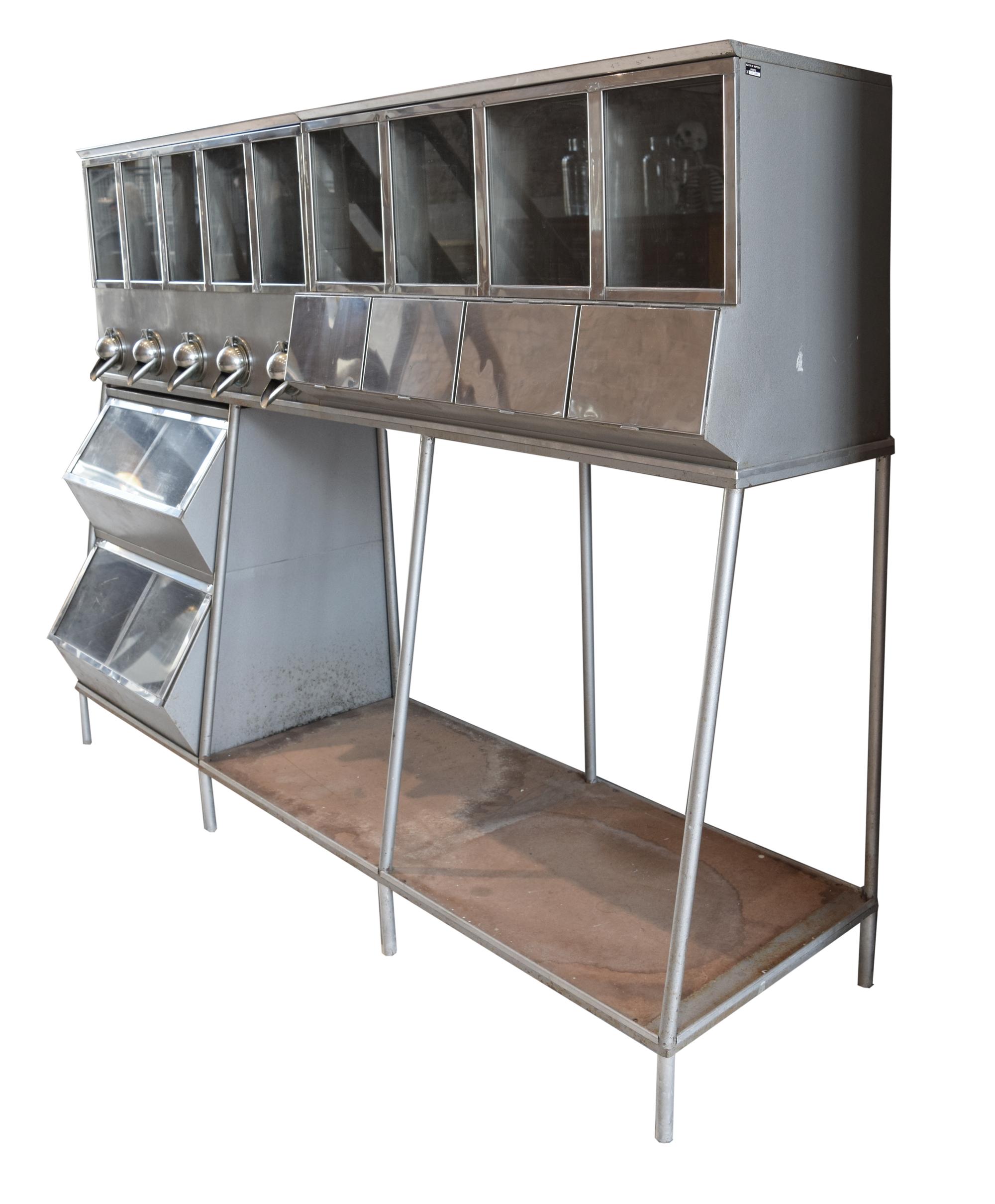A Metal Coffee Storage Container 81" W x 24" D x 64.25" H — Italy, Circa 1950