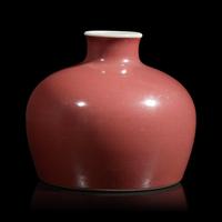 A Chinese Red Glazed Beehive Waterpot — 紅釉太白尊