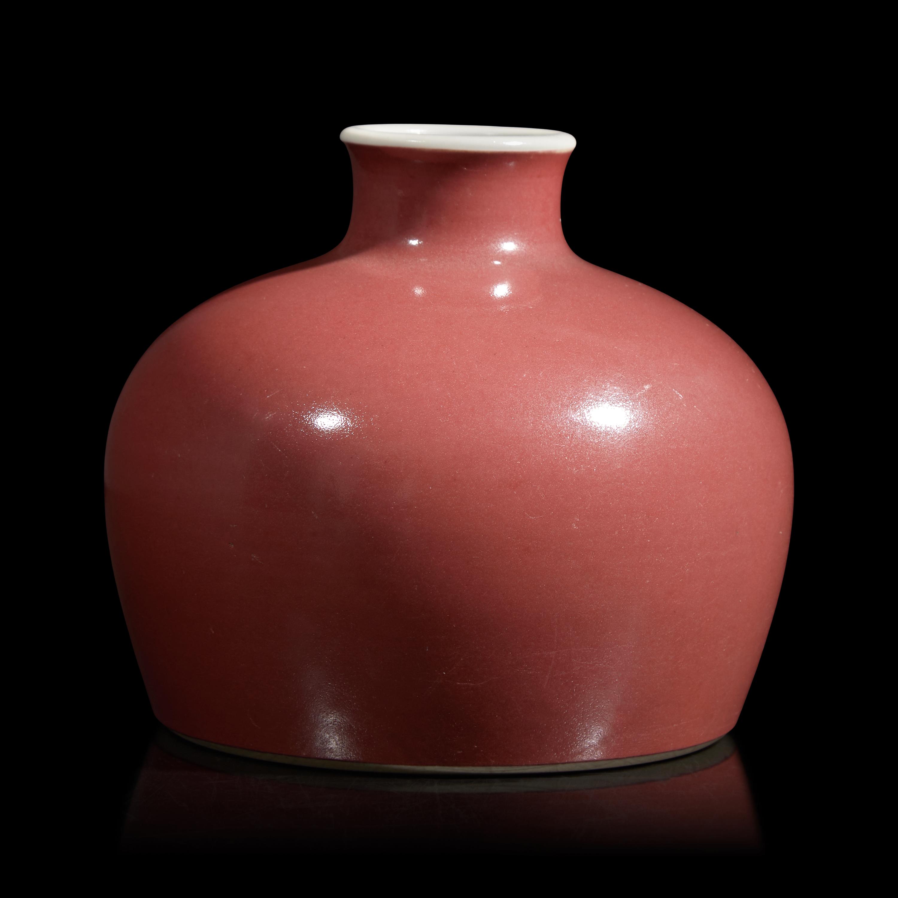 A Chinese Red Glazed Beehive Waterpot — 紅釉太白尊