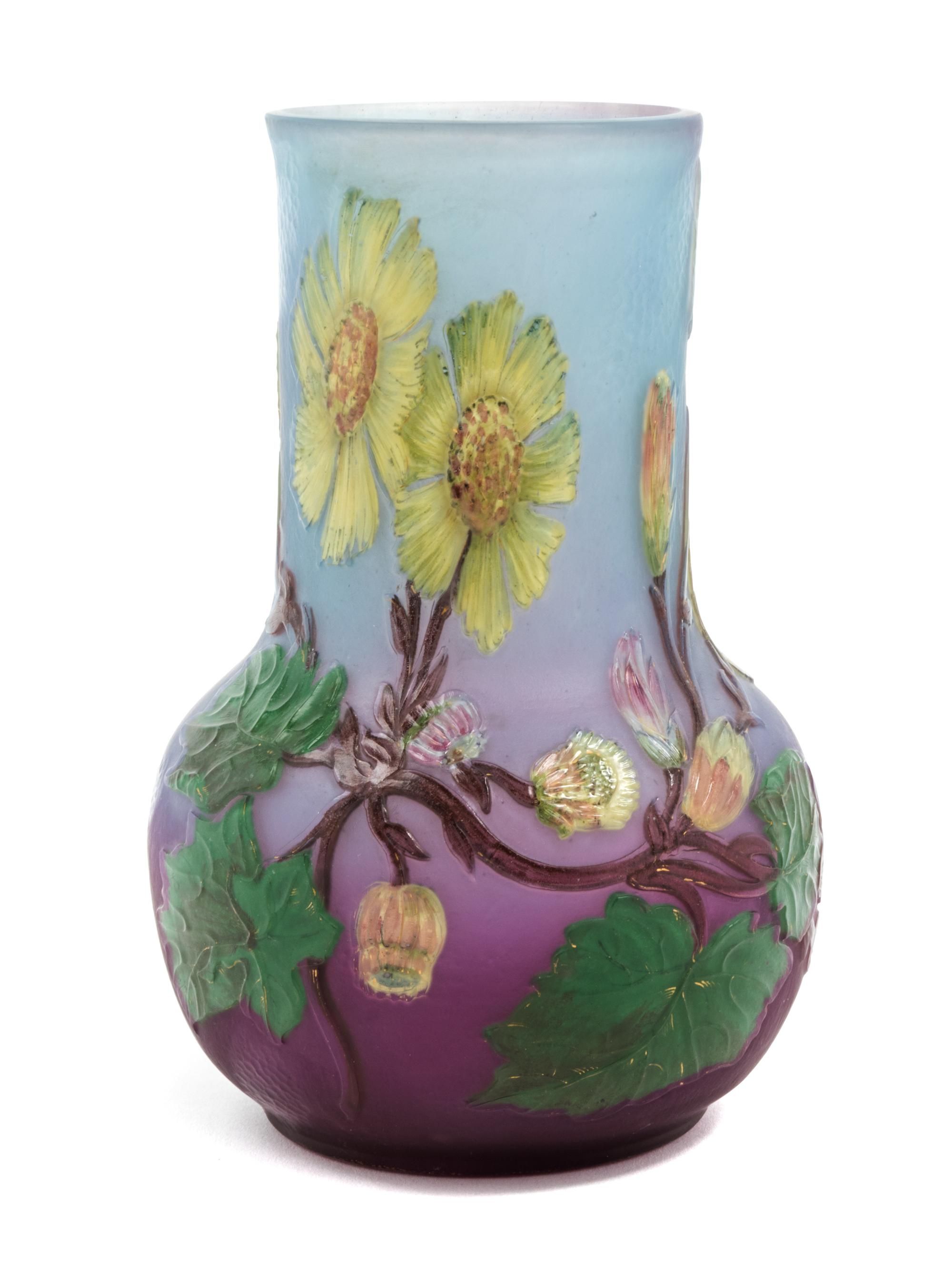Burgun & Schverer, EARLY 20TH CENTURY, a cameo glass vase, of baluster form with floral decoration