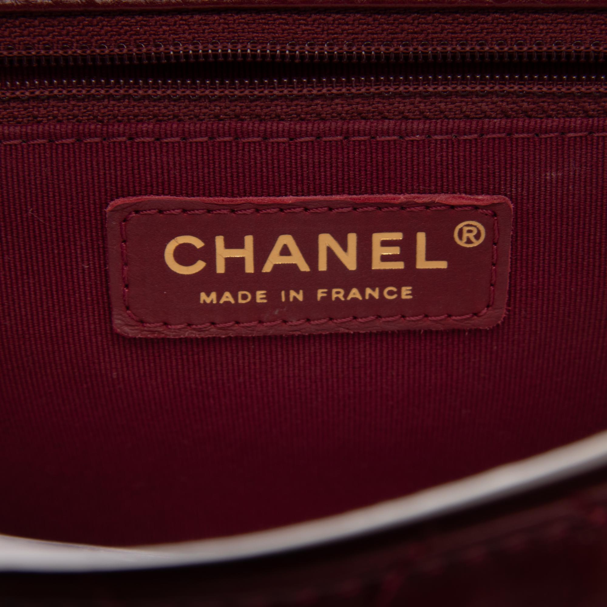 CHANEL, BURGUNDY TOP HANDLE FLAP BAG