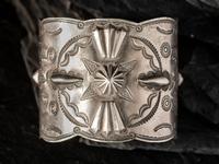 Navajo Heavily Stamped Silver Cuff Bracelet