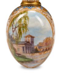 Two Continental Porcelain Egg-Form Scent Bottles