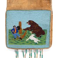 Plateau Beaded Bag, with Bear Hunting Scene