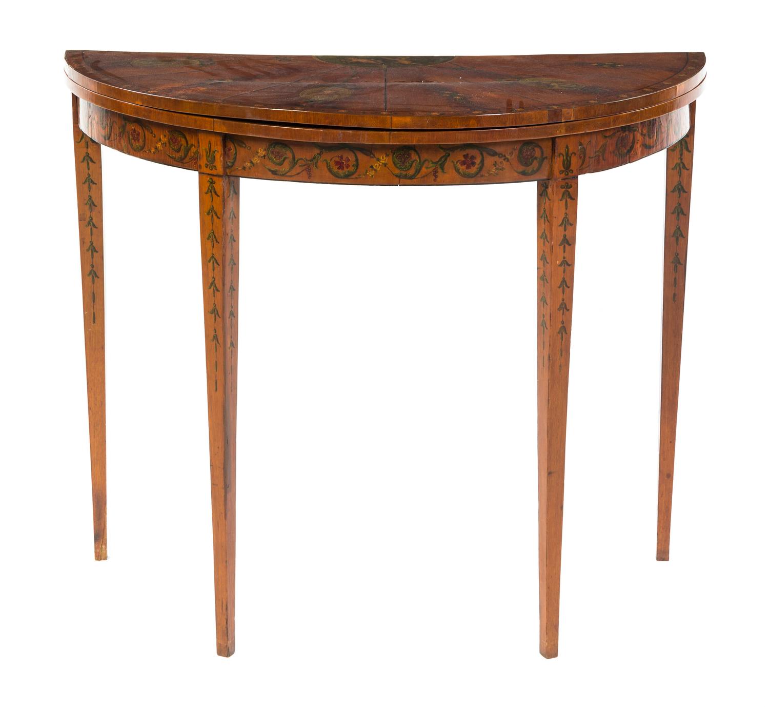 An Edwardian Satinwood Games Table, Height 29 1/2 x width 36 x depth 18 inches (closed).