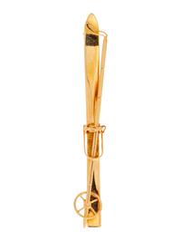 YELLOW GOLD SKI BROOCH