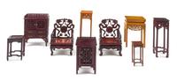 A Group of Nine Chinese Style Carved Furniture Articles — Various Makers