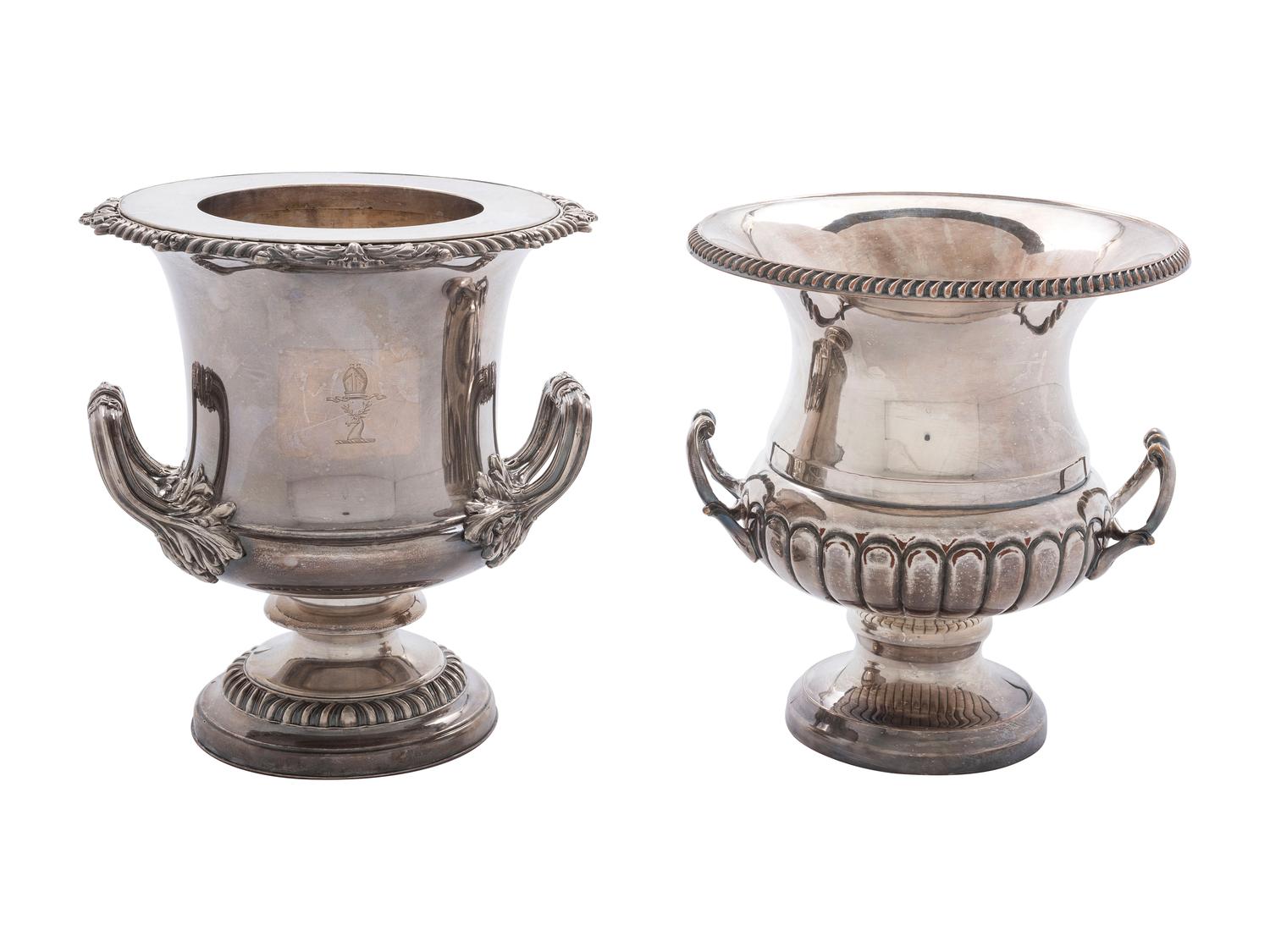 A Silverplated Compote and Wine Cooler