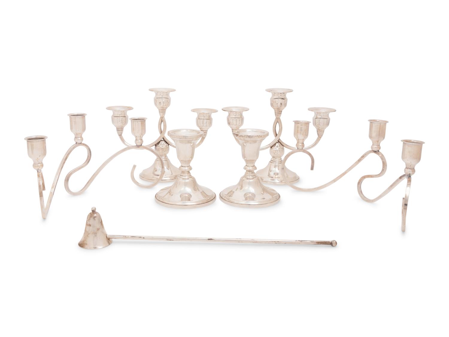 Three Pairs of Silver Candelabra