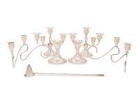 Three Pairs of Silver Candelabra