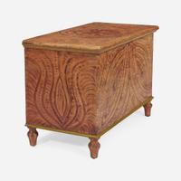 A painted and faux-grained blanket chest Attributed to the Deep Run Artist, Bucks County, PA, early 19th century