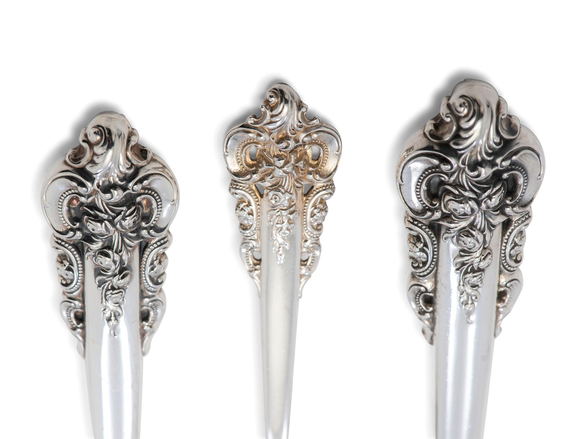 A Wallace Silversmiths Grand Baroque Silver Flatware Service