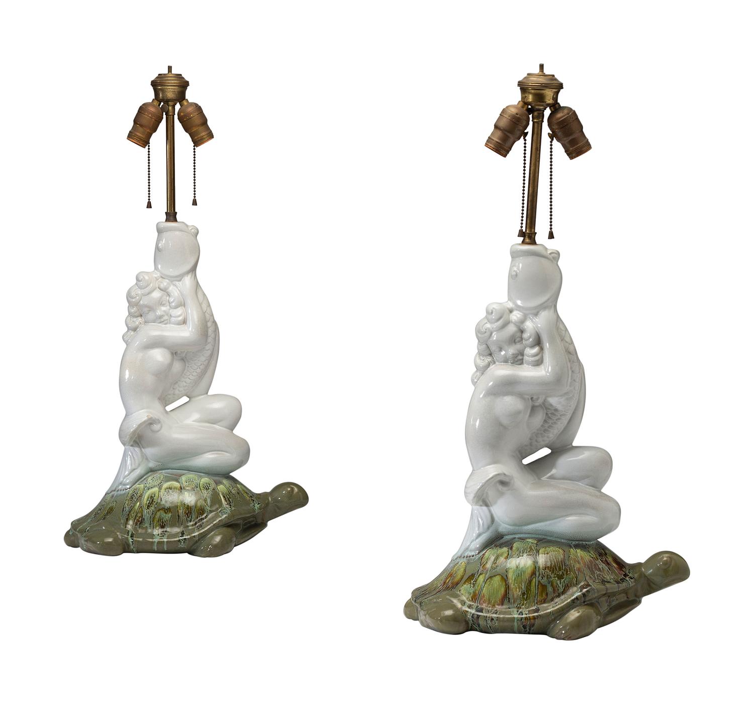 A Pair of Ceramic Figural Table Lamps