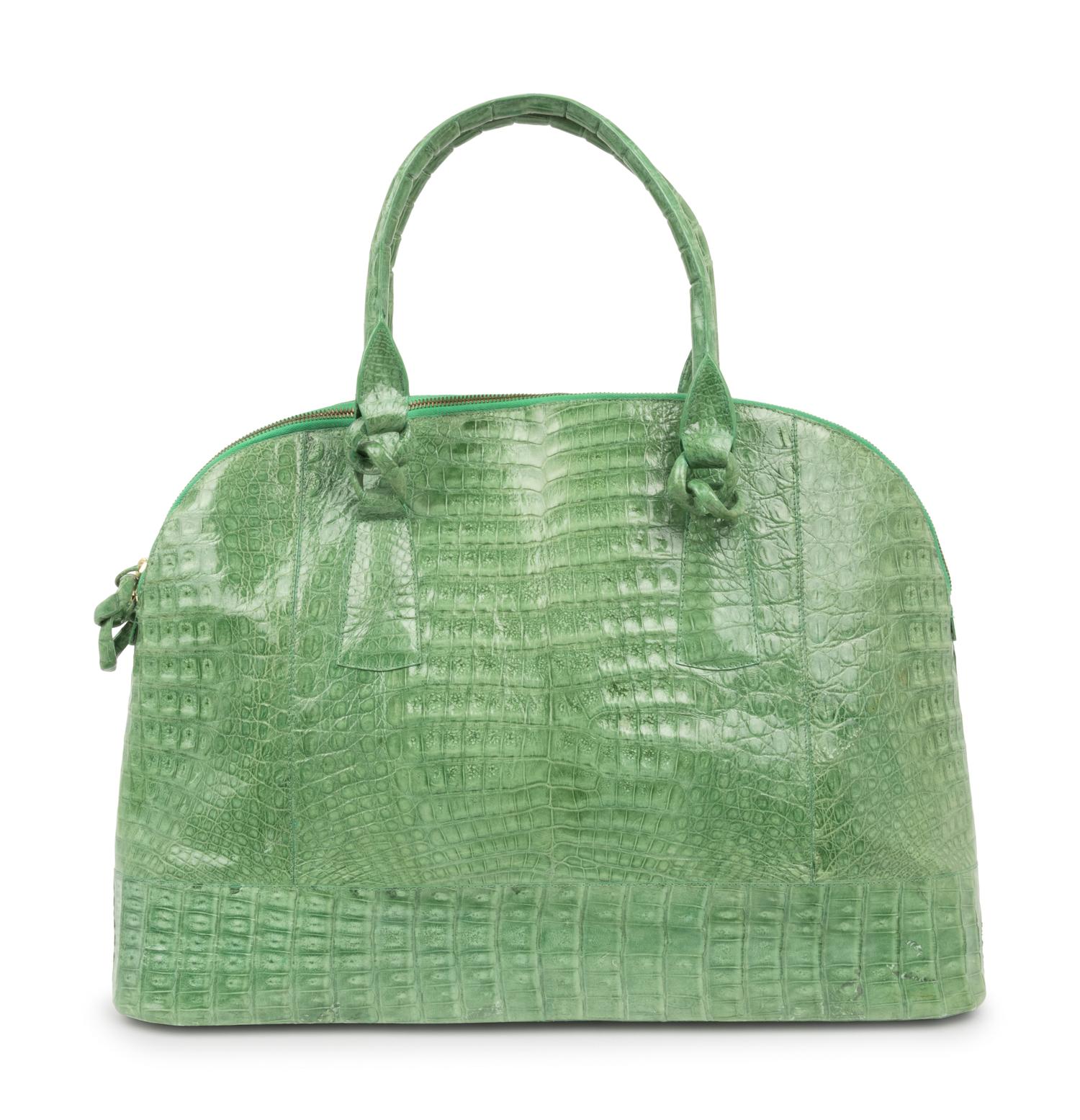 Nancy Gonzalez Green Crocodile Zip Top Bag, 2000-10s