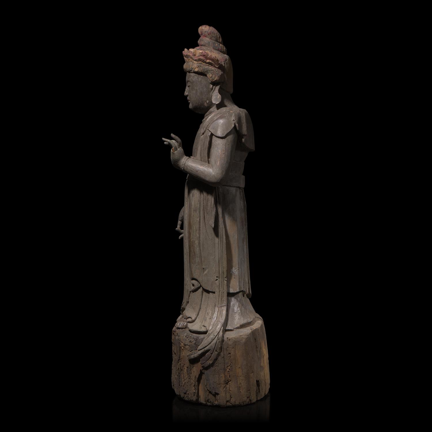 A Japanese Wood Figure of Kannon, Edo Period