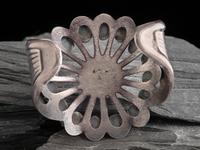 Navajo Sandcast Sterling Silver and Turquoise Cluster Cuff Bracelet
