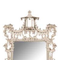 A Pair of Chinese Chippendale Style White-Painted Pier Mirrors