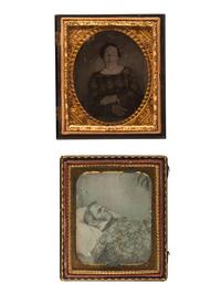 [EARLY PHOTOGRAPHY]. A pair of sixth plate post mortem portraits of adults, comprising: