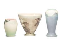 Three Artist Decorated Rookwood Pottery Floral Vases