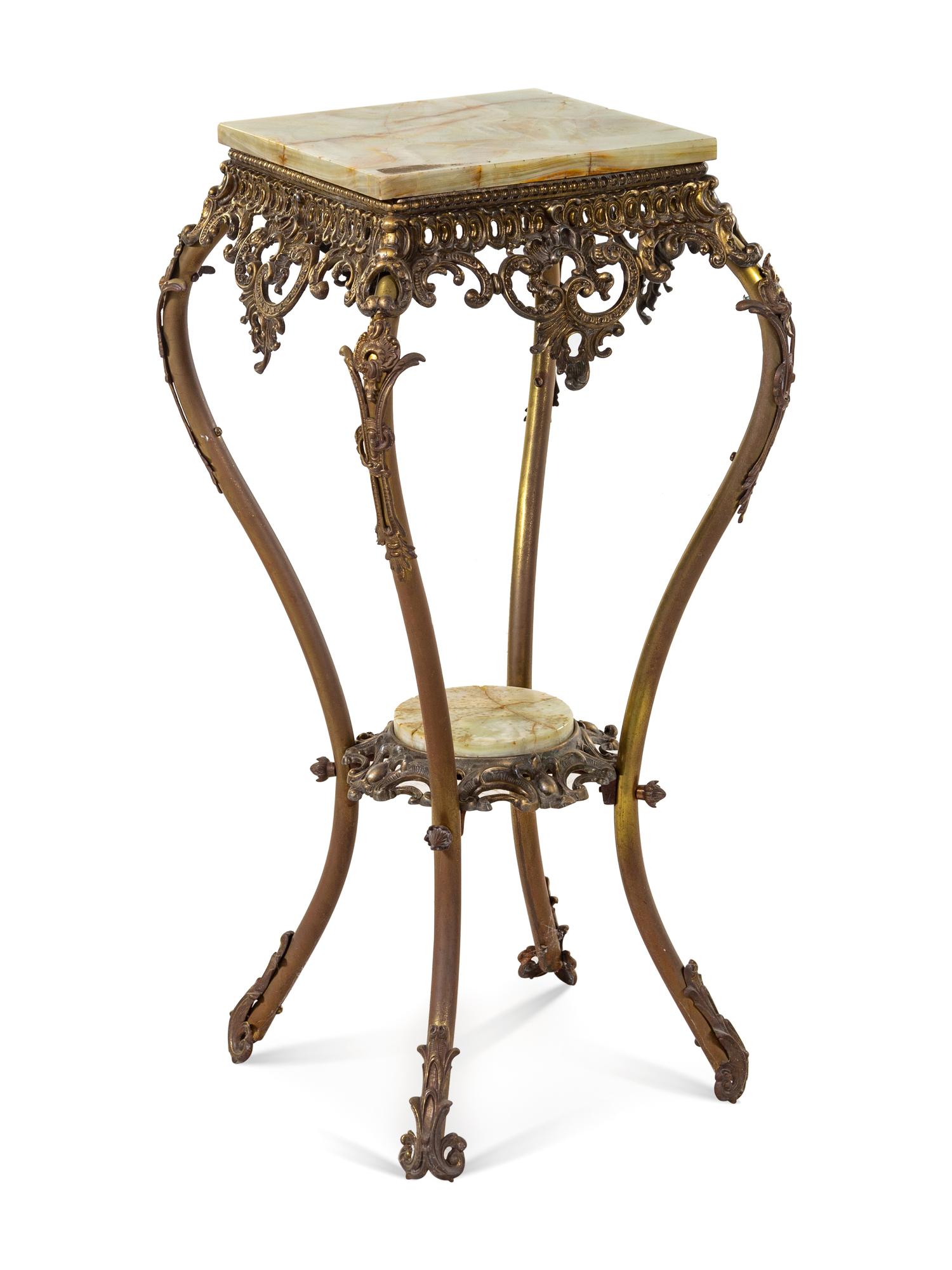 A Victorian Brass and Onyx Pedestal Table