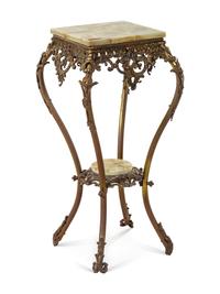 A Victorian Brass and Onyx Pedestal Table