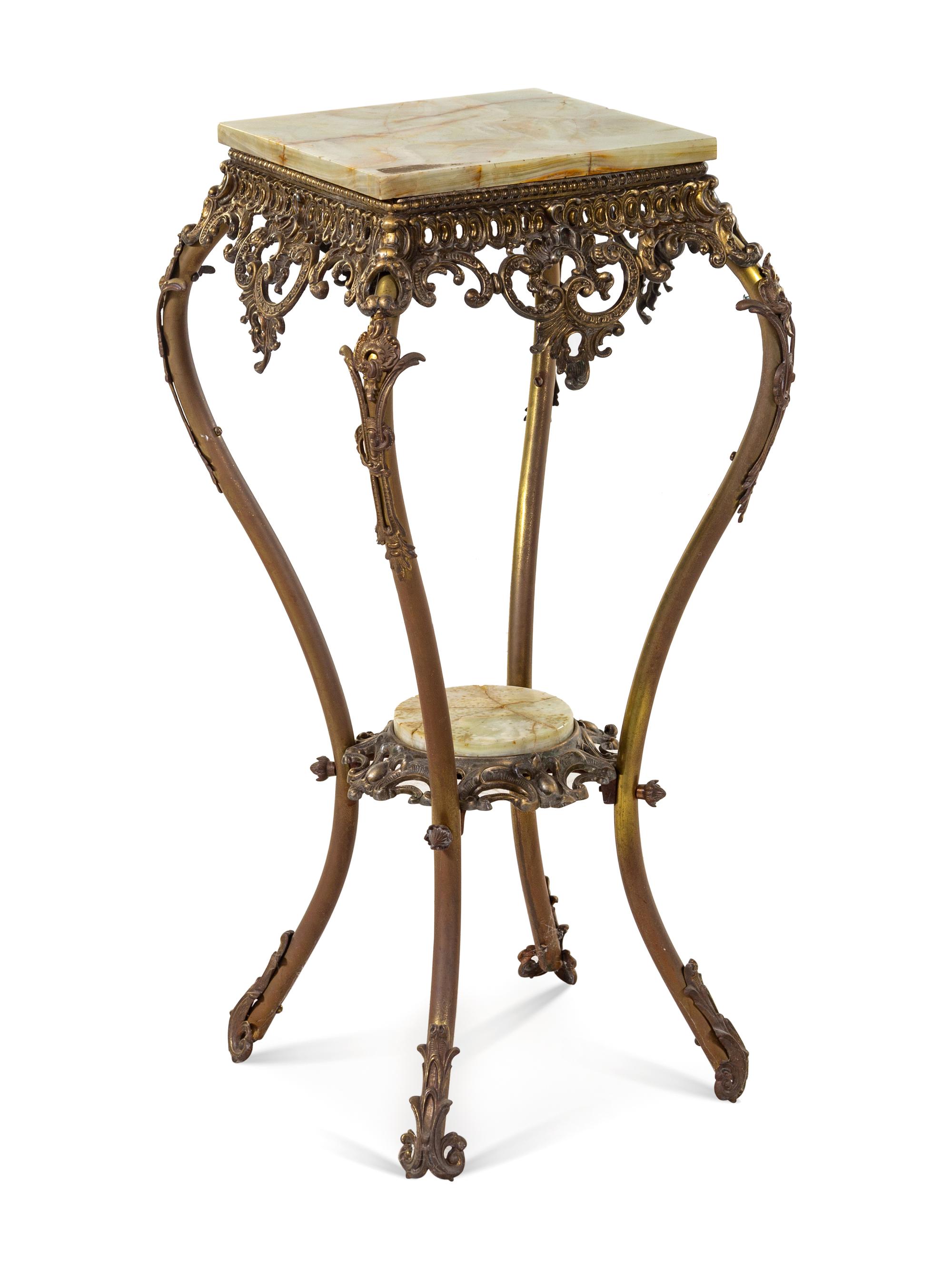 A Victorian Brass and Onyx Pedestal Table