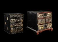 Two Korean Mother-of-Pearl Inlaid Lacquered Accessory Boxes