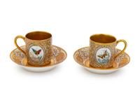 A Pair of Sevres Porcelain Cabinet Cups and Saucers