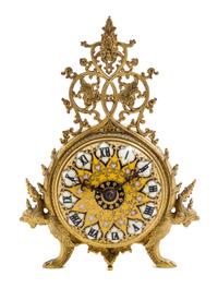 A French Gilt Bronze and Enamel Clock Height 7 1/4 inches. — BARBEDIENNE, LATE 19TH CENTURY