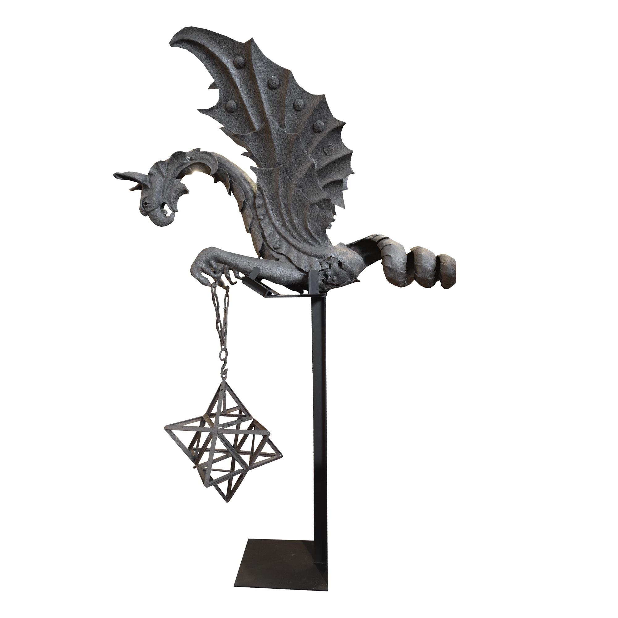 A Wrought Iron Griffin Form Sconce 58" W x 22" D x 91" H — Italy, 19th Century