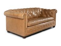 A Leather Upholstered Chesterfield Convertible Sofa