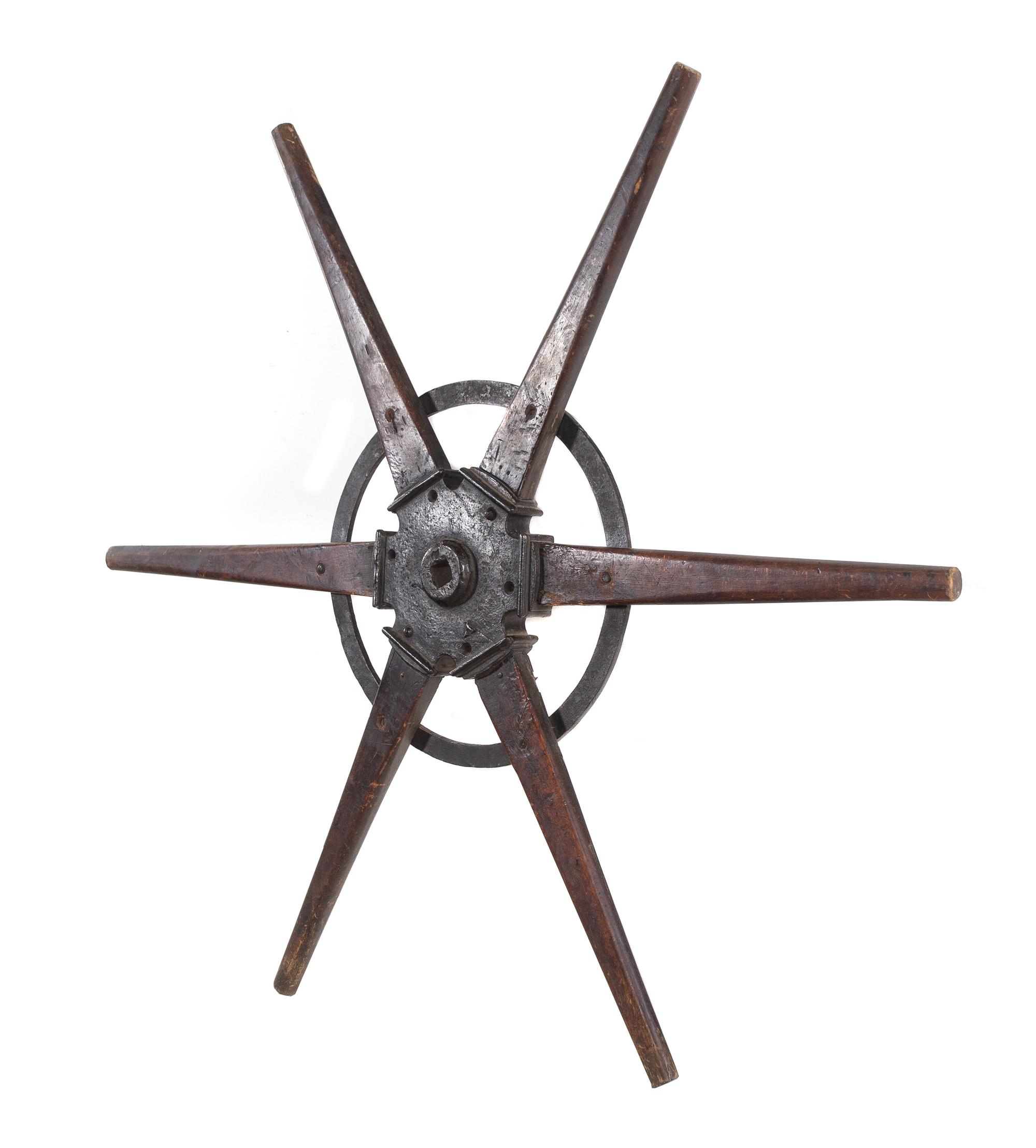 An Iron Mounted Mahogany Ship's Wheel