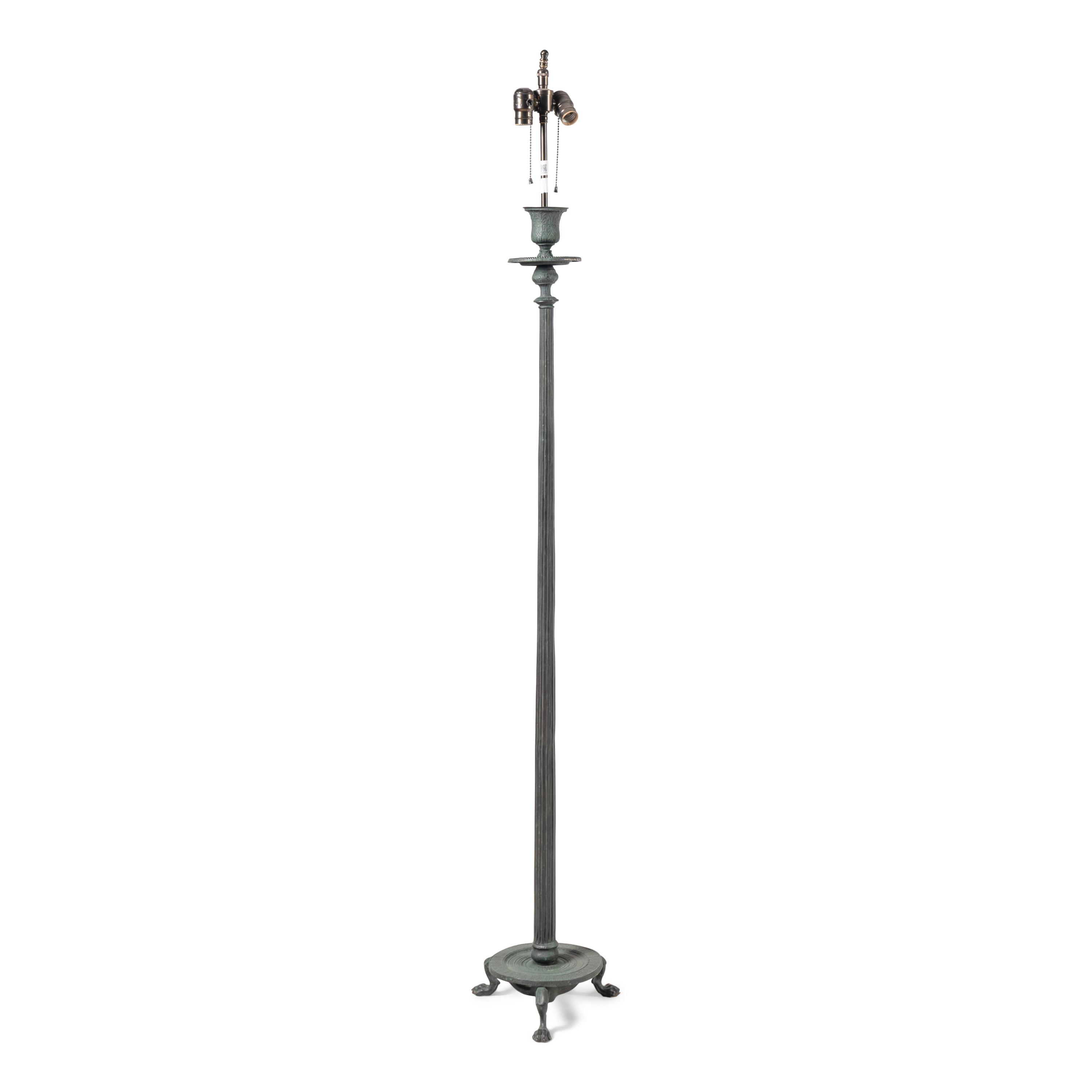 A Neoclassical Style Patinated Bronze Floor Lamp
