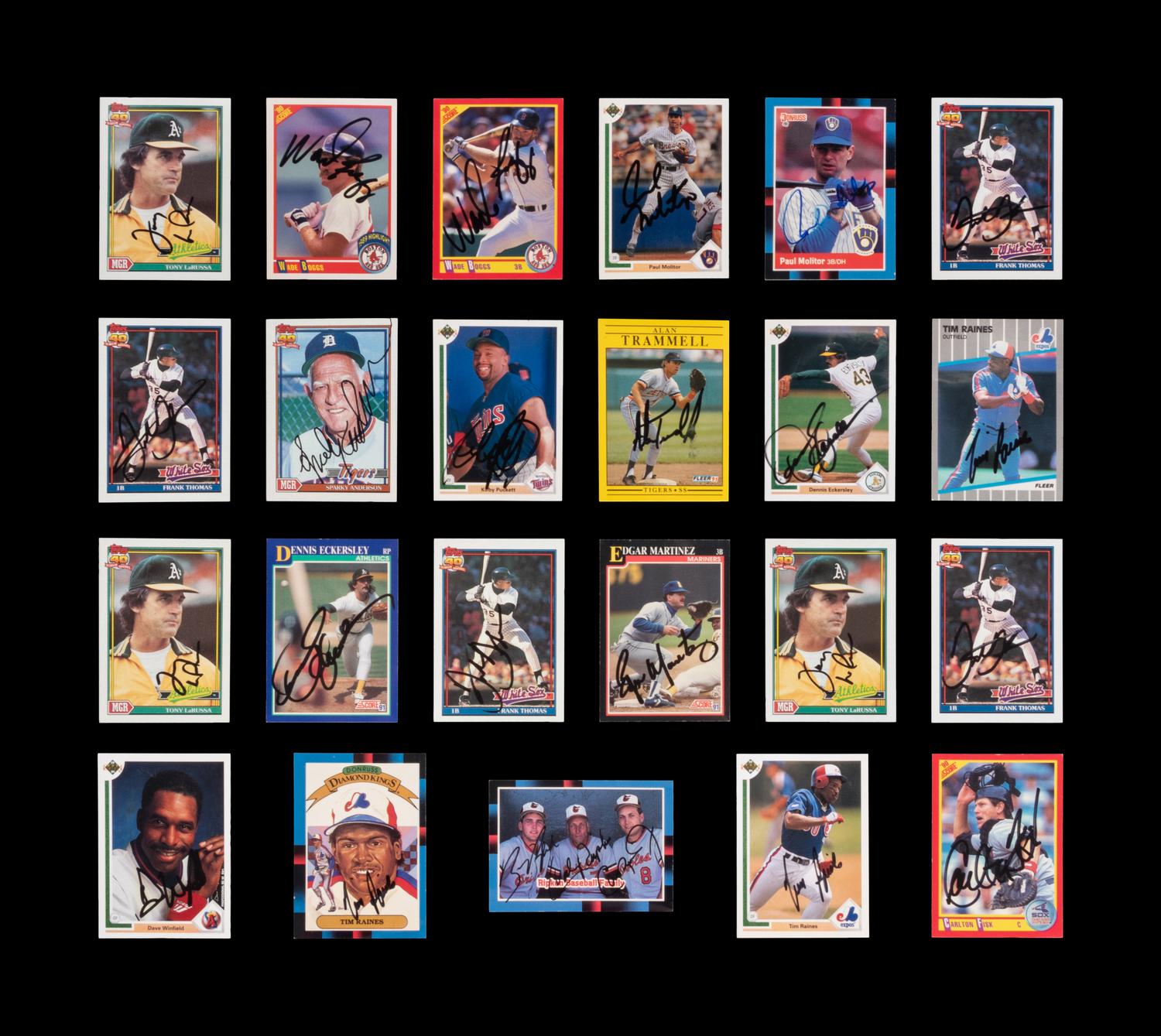 A Group of 23 Hall of Fame Signed Autograph Baseball Cards Including Cal Ripken and Kirby Puckett,