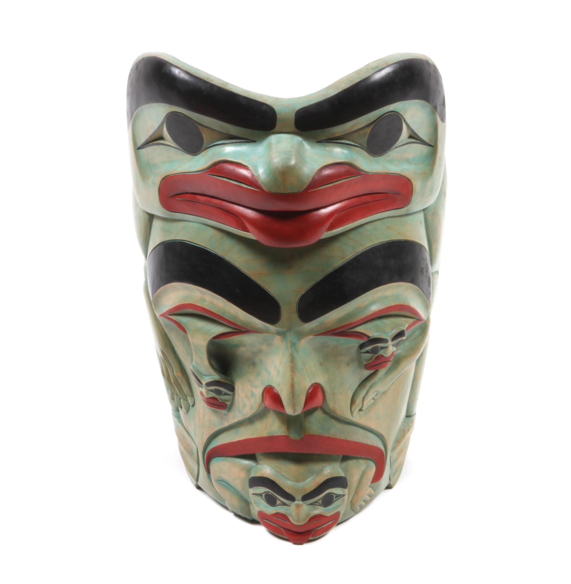 Aubrey LaFortune (Salish, b. 1966) Polychrome Wood Carving Height 14 1/2 x width 10 inches